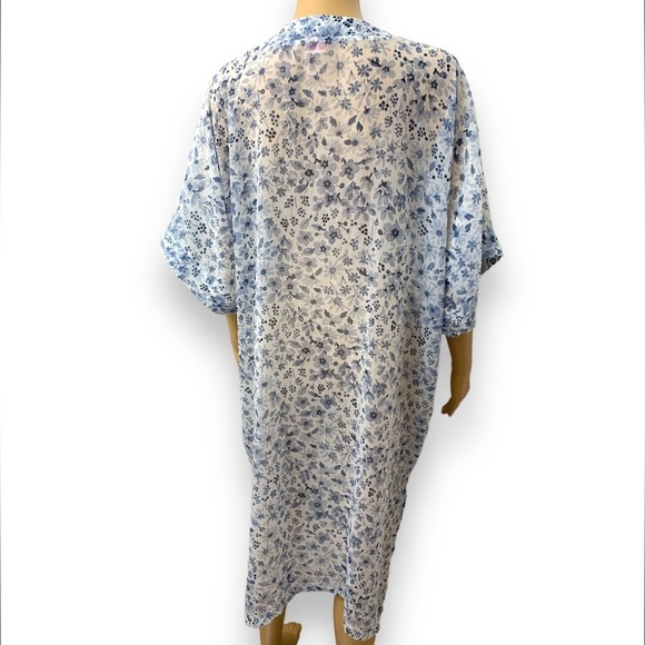 Rachel Zoe Blue Floral Kimono Robe Loungewear Cover Up Dress Women’s One size - Picture 5 of 14